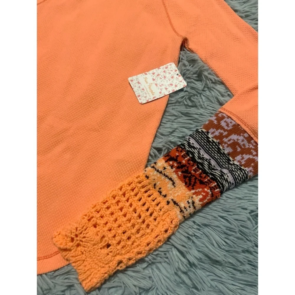 In The Mix Crochet Cuff Thermal Top